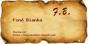 Fonó Bianka névjegykártya